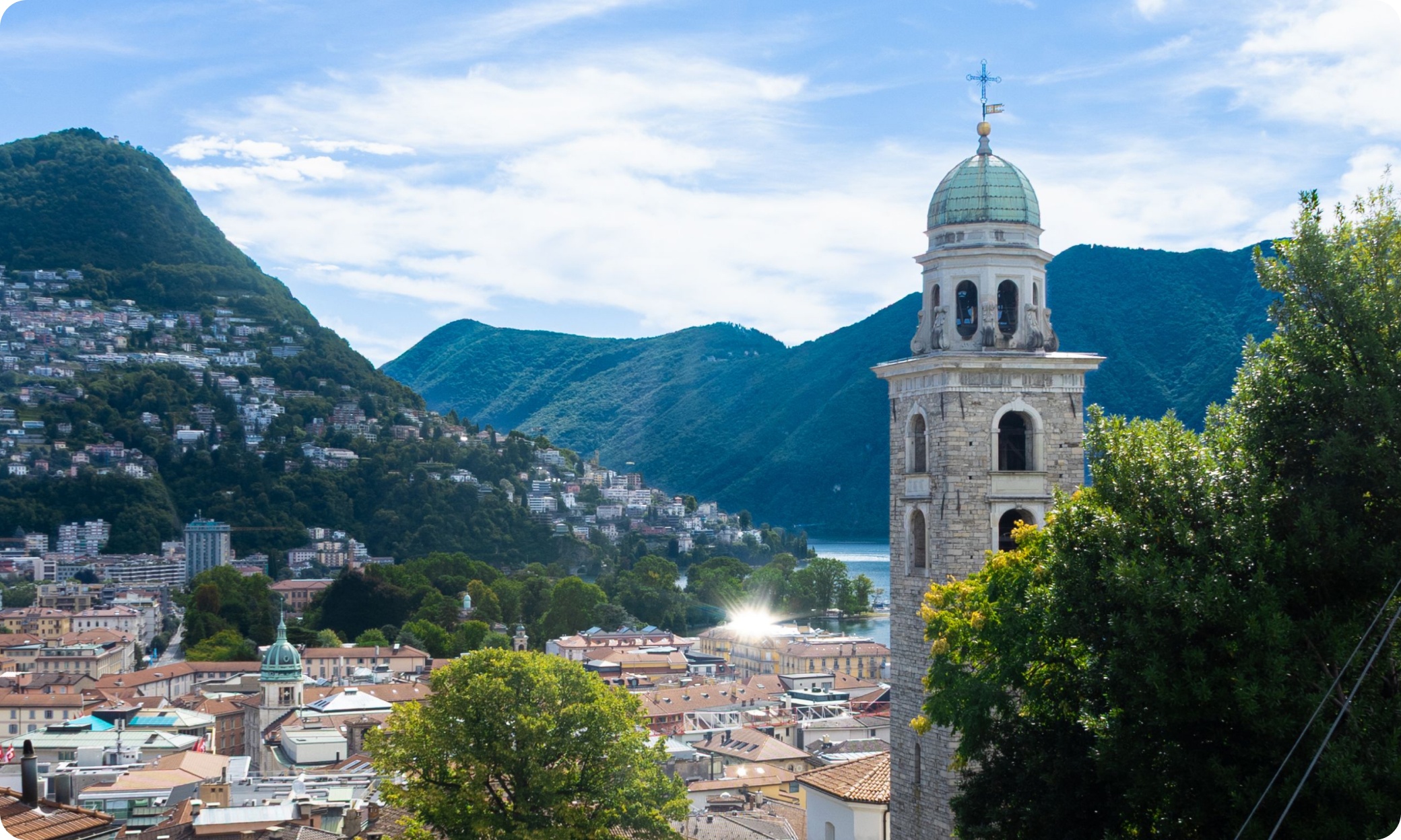 Lugano, Switzerland — lake Lugano and mountains